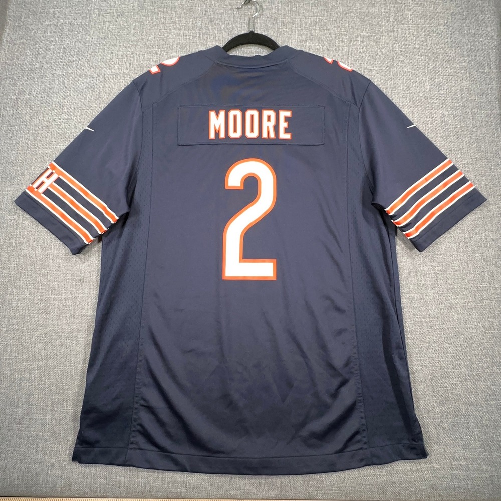 Nike Chicago Bears DJ Moore #2 Jersey Mens L Navy Blue NFL Football Engineered